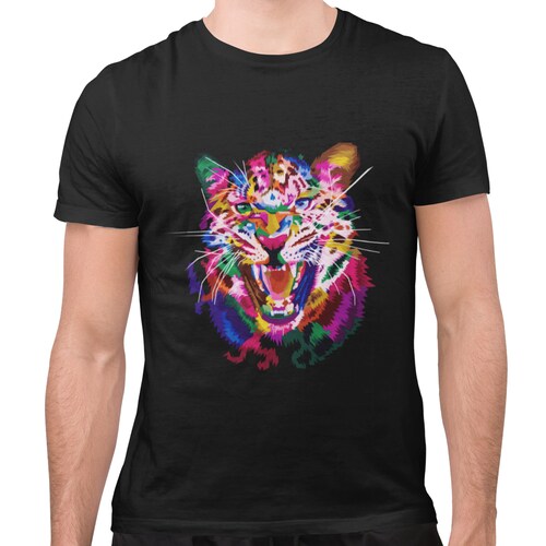 Playera Caballero y Dama Leopardo Colorido Animales 