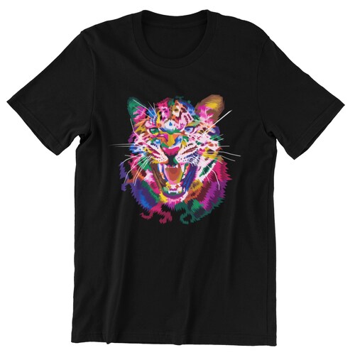 Playera Caballero y Dama Leopardo Colorido Animales 