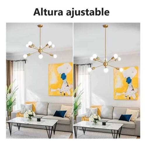 Lámpara Colgante De Techo Vintage (8 Portalámparas) Dorado