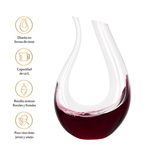 Decantador de Vino de Cristal Ultra Fino en Forma de U 1.6 Litros
