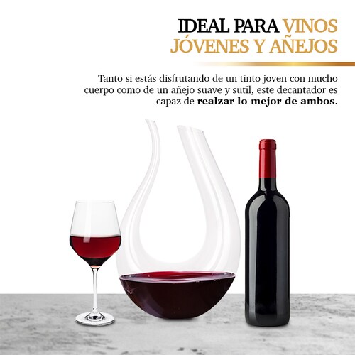 Decantador de Vino de Cristal Ultra Fino en Forma de U 1.6 Litros