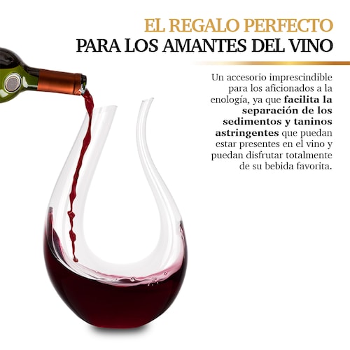 Decantador de Vino de Cristal Ultra Fino en Forma de U 1.6 Litros