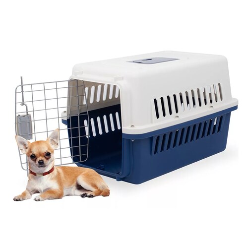 Jaula Transportadora  Mascotas Caja Viaje Gato Perro Azul