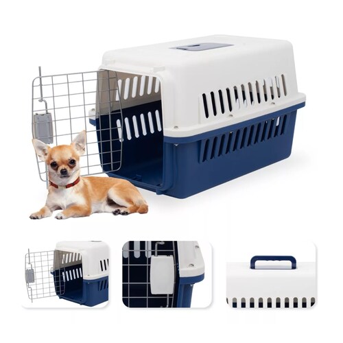Jaula Transportadora  Mascotas Caja Viaje Gato Perro Azul