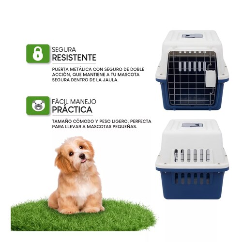 Jaula Transportadora  Mascotas Caja Viaje Gato Perro Azul