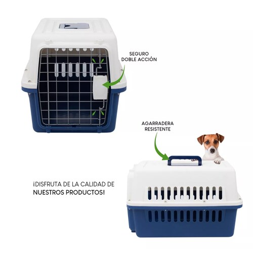 Jaula Transportadora  Mascotas Caja Viaje Gato Perro Azul