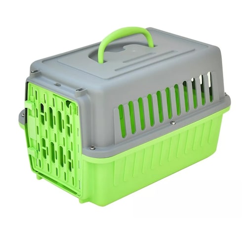 Jaula Transportadora Perro Gato Mascota 42x28x26.5cm Verde