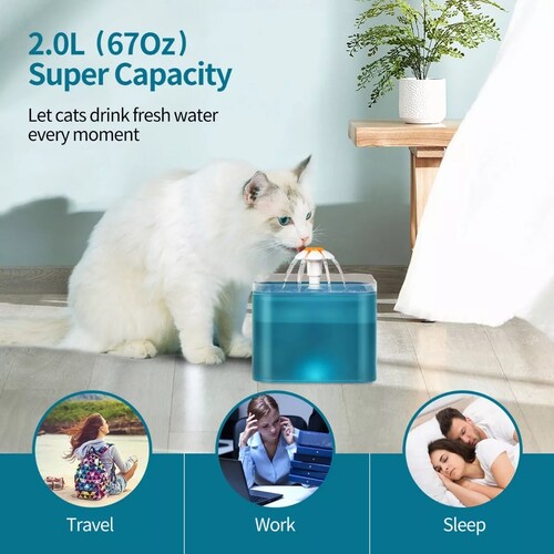 Fuente Para Gatos Bebedero Gatos Ultra Silenciosa 2l Filtro