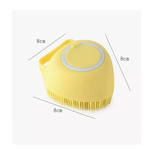 Cepillo Para Perro De Baño Masajeador Dispensador De Shampoo Amarillo
