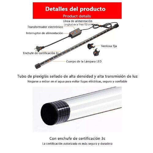 Lámpara Para Peceras Acuarios Luces Led Sumergible 27cm