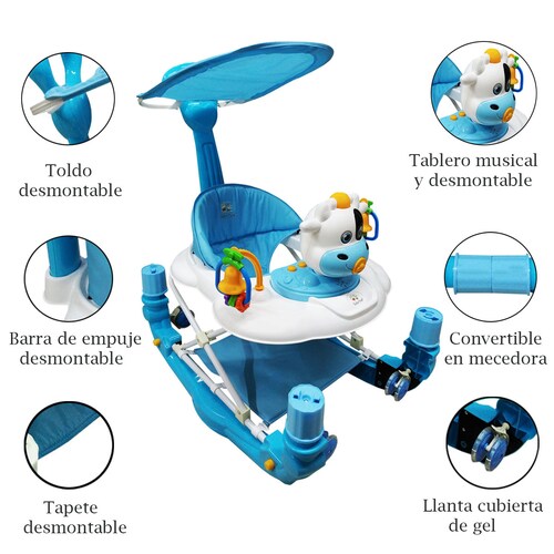 Andadera Mecedora de Vaca Semilujo Babytek TEK-101 Azul