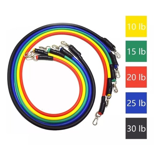 Set De Ligas De Resistencia Para Ejercicio En Casa 11 Pzs.