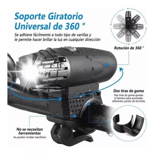 Luces Bicicleta Delantera Y Trasera Impermeable IPX5.