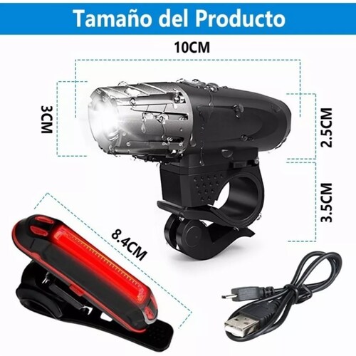 Luces Bicicleta Delantera Y Trasera Impermeable IPX5.