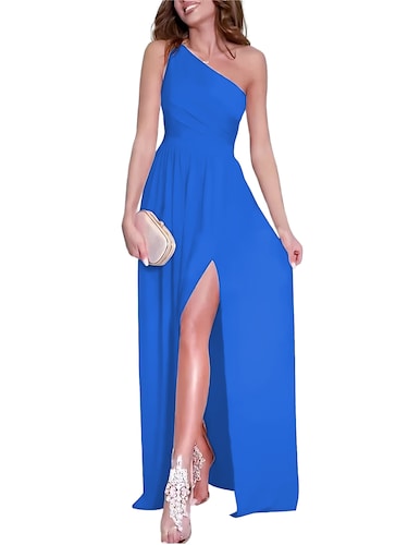 Maxi vestido asimétrico elegante fiesta noche casual dama mujer xally 146 abertura 1 hombro