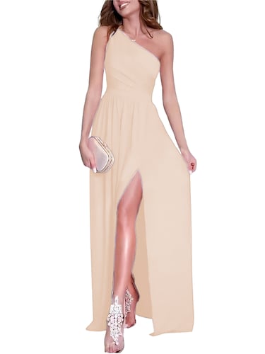 Maxi vestido asimétrico elegante fiesta noche casual dama mujer xally 146 abertura 1 hombro
