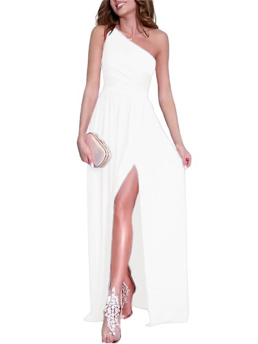 Maxi vestido asimétrico elegante fiesta noche casual dama mujer xally 146 abertura 1 hombro