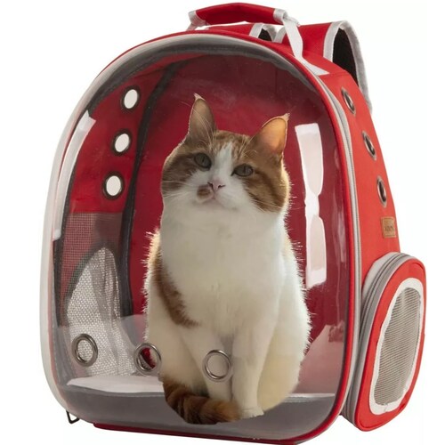Mochila Transportadora Para Mascota Pequeña Roja