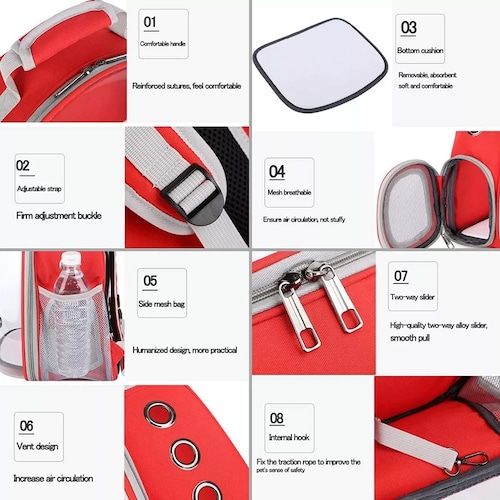 Mochila Transportadora Para Mascota Pequeña Roja