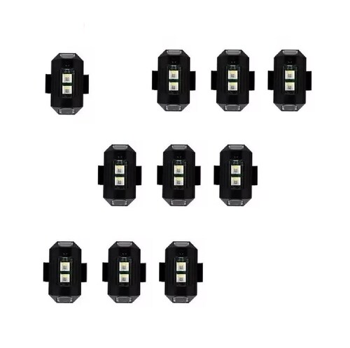 Mini Luz Led Estroboscópica Para Moto Dron, 10 Pzs negro