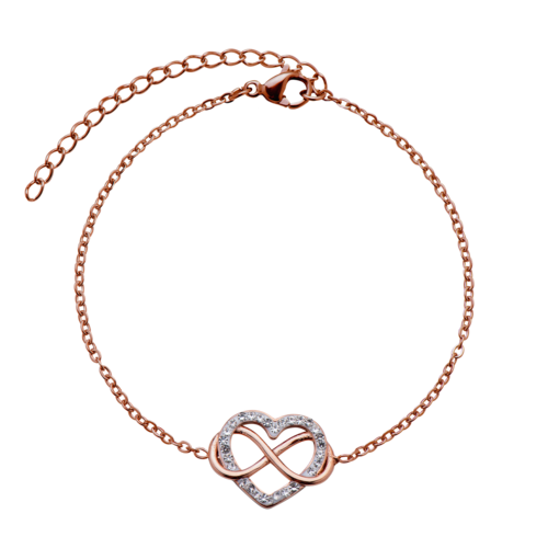 Luckyly Pulseras Mujer De Corazón Infinito Acero Inoxidable Con Baño De Oro Rosa 18k Dije Con 4818