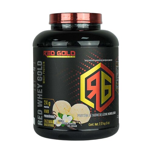 Red Gold | Red Whey | Proteína de Suero de Leche Hidrolizada | Sabor Vainilla Ice Cream | 65 Porciones | 2.7 kg 