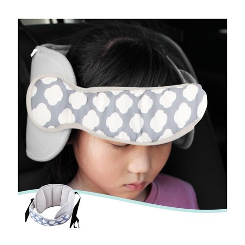 Soporte Almohada Cabeza Niño Ajustable Para Asiento De Auto Gris