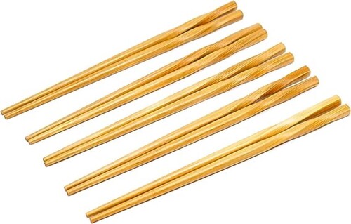 Juego de 5 Pares de Palillos Chinos 100% de Bambú