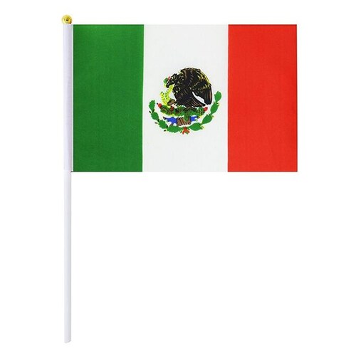Banderitas Banderas Méxicanas MXMCX-005-2 25 Pzas 14x21cm Tela Poliéster Asta Plástico Tricolor, MXminiFlag