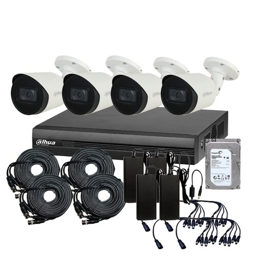 Kit Cctv 4 Camaras de seguridad video vigilancia Bullet Dahua 4k 8mpx Dvr 4 Canales 1tb disco duro