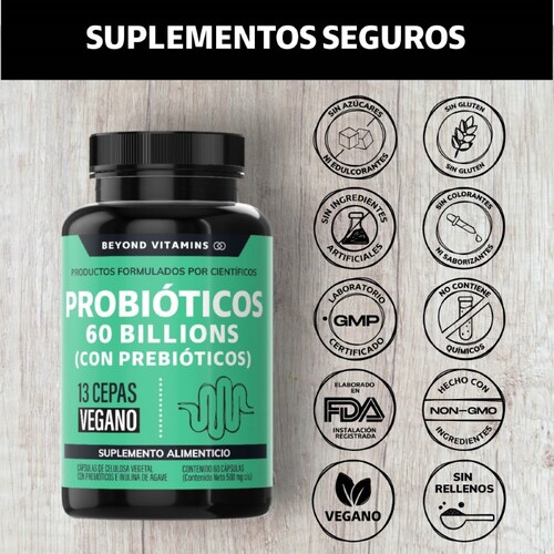 Suplemento Alimenticio Beyond Vitamins Probioticos 60 Billion UFC + Prebióticos 60 cápsulas