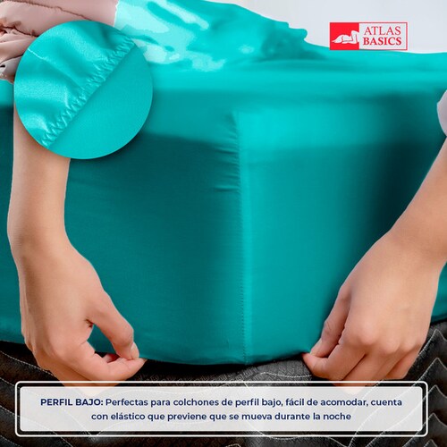 Juego de Sábanas Matrimonial Turquesa Atlas Basic de Microfibra Suave y Secado Rápido