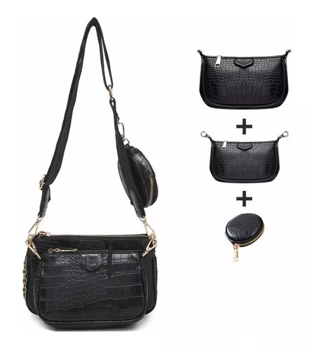 Bolsas De Dama De Moda Con Estampado De Cocodrilo Negro