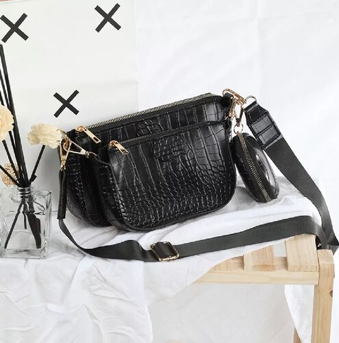 Bolsas De Dama De Moda Con Estampado De Cocodrilo Negro