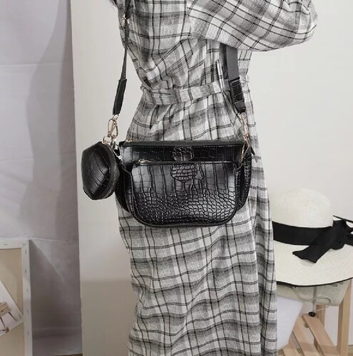 Bolsas De Dama De Moda Con Estampado De Cocodrilo Negro