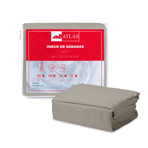 Juego de Sábanas King Size Gris Atlas Basic de Microfibra Suave y Secado Rápido