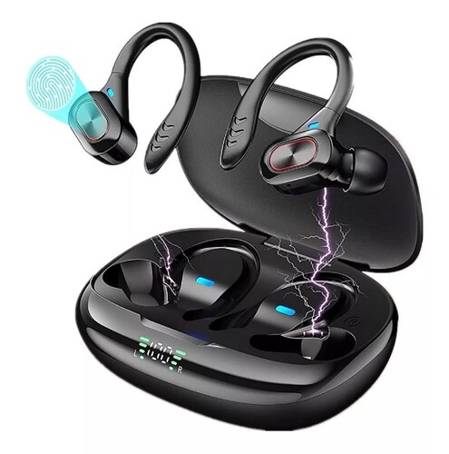 Audífonos Deportivos Inalámbricos Bluetooth 5.0 Gancho Negro