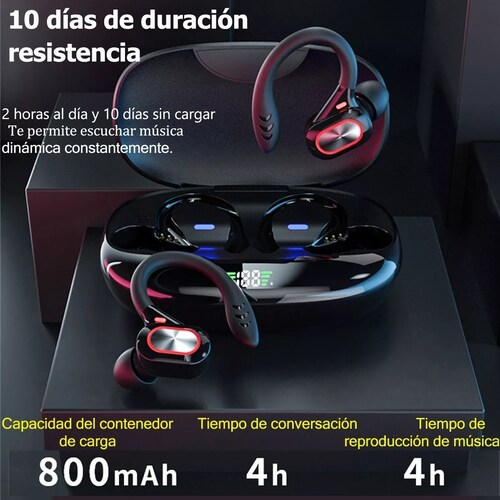 Audífonos Deportivos Inalámbricos Bluetooth 5.0 Gancho Negro