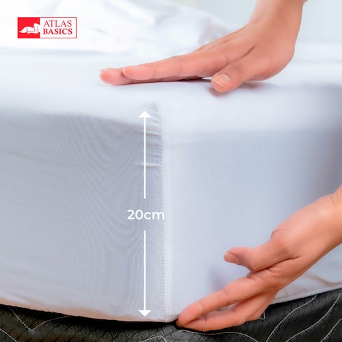 Juego de Sábanas Queen Size Blanco Atlas Basic de Microfibra Suave y Secado Rápido