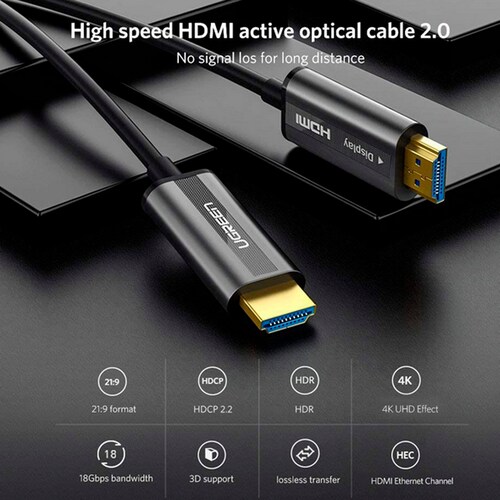 Cable Hdmi De 20 Metros Por Fibra Óptica 4ka60hz Compatible Con Hdmi 2.0 /  Alta Velocidad 18