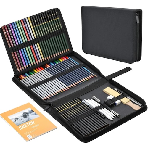 Kit De Lápices De Dibujo Y Boceto Con Accesorios H&b 71pzs.