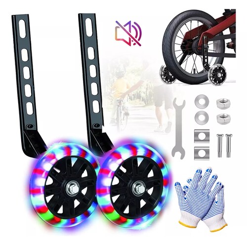 Par Ruedas De Entrenamiento Ciclismo Laterales 12-20 Con Luz Led