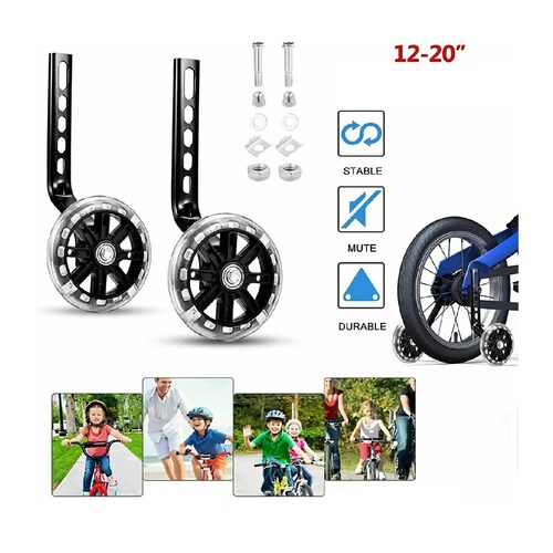 Par Ruedas De Entrenamiento Ciclismo Laterales 12-20 Con Luz Led