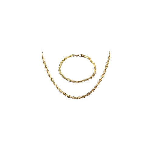 Set Torzal Cadena + Pulsera 50 Cm X 3 Mm Oro 14 K + Regalo