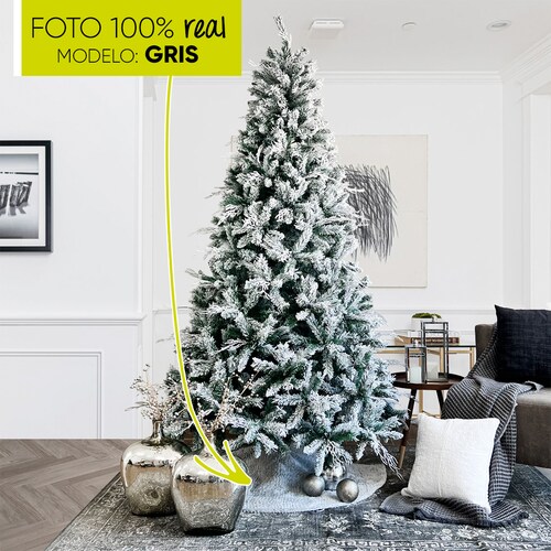 Pie de árbol navidad navideño gris peludo tela plush 122cm diámetro Artego.
