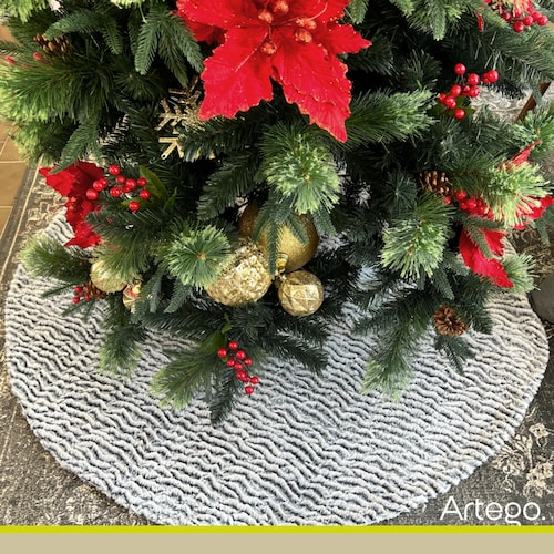 Pie de árbol navidad navideño gris peludo tela plush 122cm diámetro Artego.