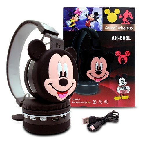 Audífonos De Diadema Mickey Mouse Bt Fm Aux.