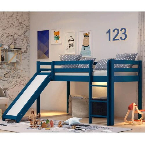 Cama con Resbaladilla Infantil Azul.
