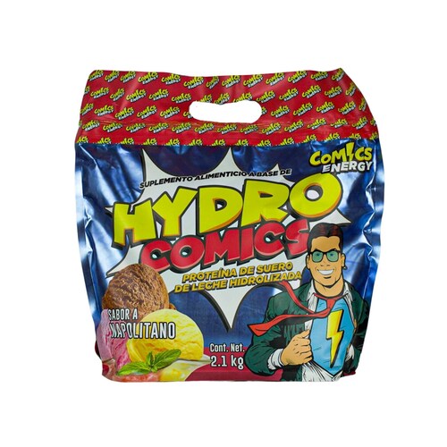 Comics Energy | Hydro Comics | Proteína Whey hidrolizada | Sabor Napolitano | 60 Porciones | 2.1 kg 