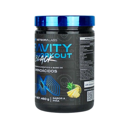 METEORA LABS | Gravity BLACK Test | Pre-Workout con Tribulus, ZMA, Ácido aspártico | Suplemento Alimenticio en Polvo para preparar Bebidas Energéticas | 460 g | 60 porciones por envase | Sabor Piña